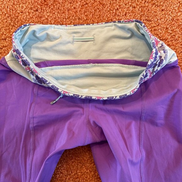 Lululemon Run Inspire Crop & Stuff Your Bra Power Purple Set Lot of 2 Size 4 - Picture 6 of 11
